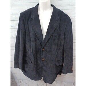 Monsieur Adolfo Corduroy Mens Blazer Sz 46R Black Sport Coat Jacket